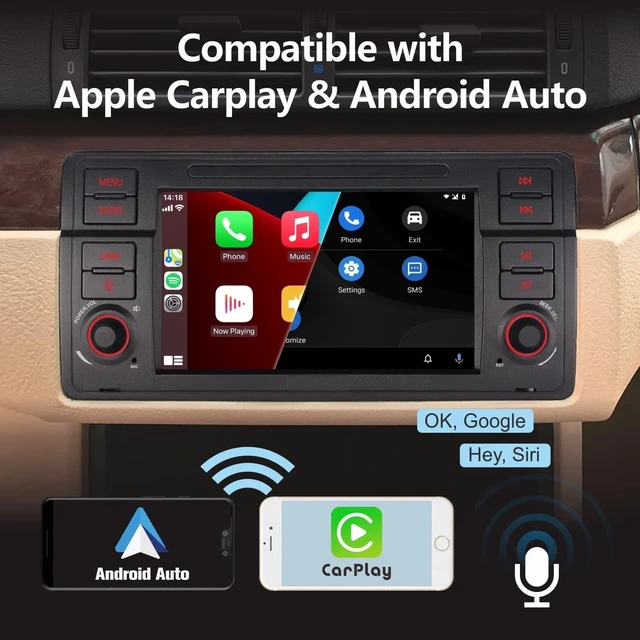 Alt view image 2 of 5 - LXKLSZ Car Stereofor BMW E46 3 Series 1999-2004 Compatible with Wireless Carplay/Android Auto with IPS Touch Screen/Bluetooth/Mirror Link/FM/AM/USB/High Power