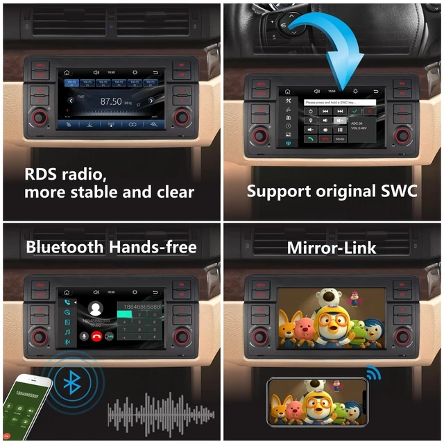 Alt view image 4 of 5 - LXKLSZ Car Stereofor BMW E46 3 Series 1999-2004 Compatible with Wireless Carplay/Android Auto with IPS Touch Screen/Bluetooth/Mirror Link/FM/AM/USB/High Power