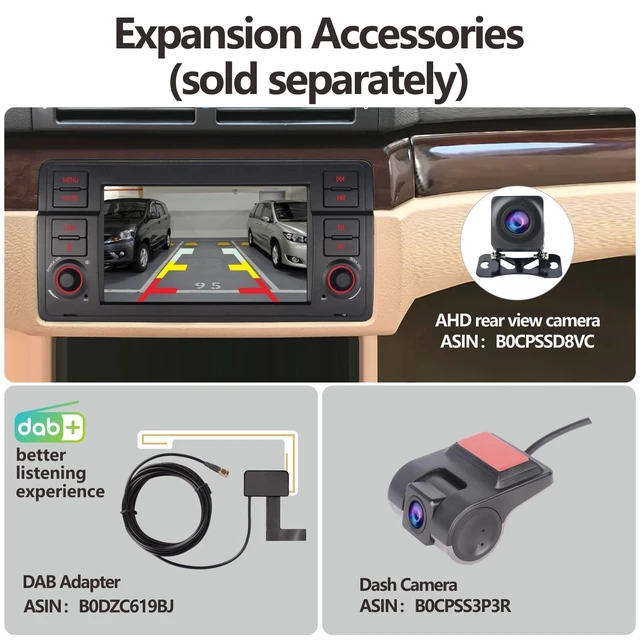 Alt view image 5 of 5 - LXKLSZ Car Stereofor BMW E46 3 Series 1999-2004 Compatible with Wireless Carplay/Android Auto with IPS Touch Screen/Bluetooth/Mirror Link/FM/AM/USB/High Power