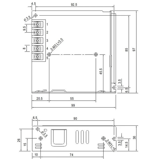 Alt view image 2 of 2 - MEAN WELL - 1993 Mean Well LRS-75-24 Enclosed Switching Power Supply, Single Output, 24V, 3.2A, 76.8W, 3.9" L x 3.82" W x 1.18" H