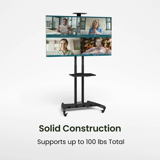 Alt view image 4 of 5 - Kanto MTM70PL Height Adjustable Rolling TV Stand for 40" 70 Screens ^^ 100 lb Capacity ^^ 600x400 VESA ^^ Device Tray & Camera Shelf ^^ Tested to 4X Advertised Weight ^^ Black