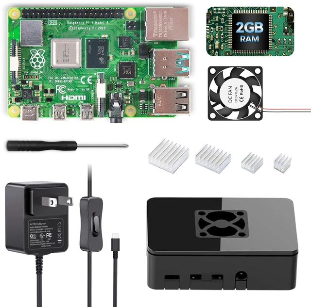 Main image of iRasptek Basic Kit for Raspberry Pi 4B 2GB RAM Included PI4 Case,5V 3A Power Supply,Cooling Fan and Heat-Sink