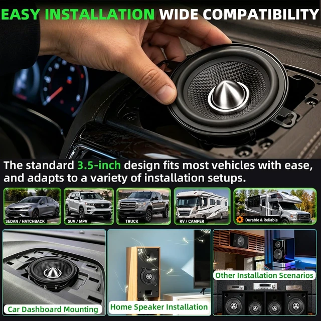 Alt view image 5 of 5 - 3.5 Inch Speakers 600W Max 4 Ohm Carbon Fiber Cone 3.5" Car Woofer 2 Pack