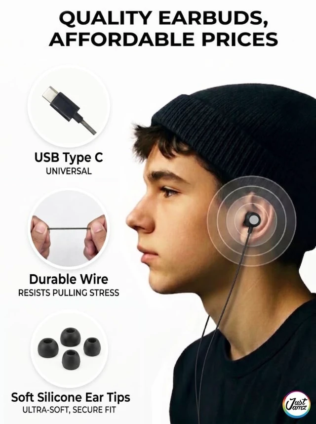 Alt view image 2 of 5 - Ember 30 Pack USB C Headphones Wired Earbuds for iPhone 17 16 15 Pro Max, Hi-Fi Type C Earbuds with Mic, Bulk Wired Headphones USB C for School Classroom Lab Library, Volume Control, Black