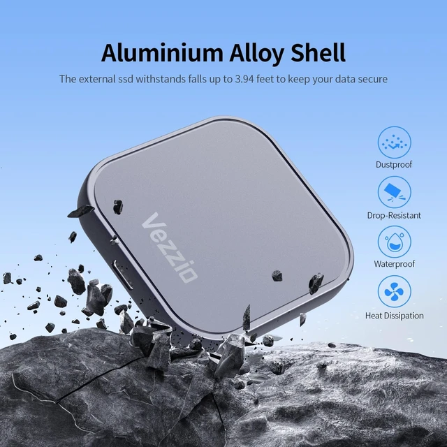 Alt view image 5 of 5 - Vezzio 1TB Magnetic Portable SSD, USB3.2 Gen2 510MB/s, Aluminium Alloy