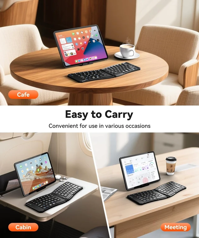 Alt view image 5 of 5 - Yadkbo Ergonomic Foldable Keyboard, 3-Device Dual Mode 2.4G & Bluetooth