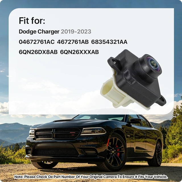 Alt view image 2 of 5 - 04672761AC Rear View Camera Replacement for Dodge Charger 2019-2023, OE Backup Cam Replaces 4672761AB 68354321AA 6QN26DX8AB 6QN26XXXAB by GreenYi