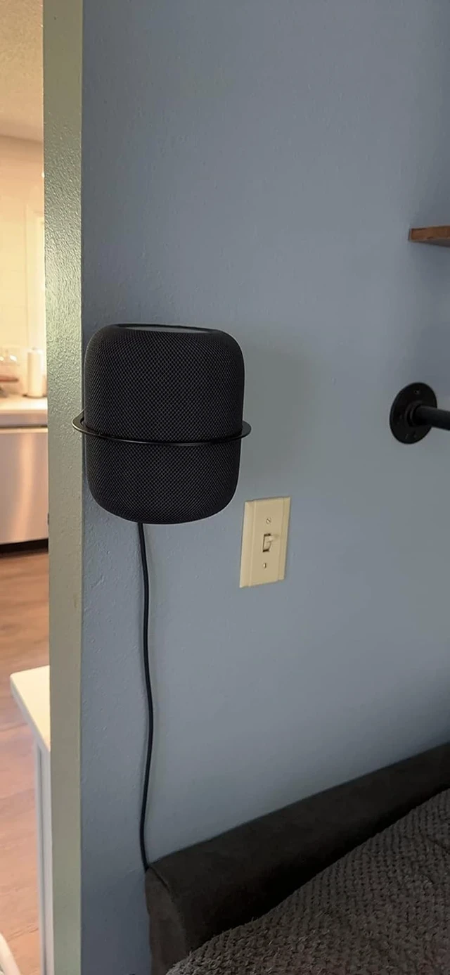 Alt view image 5 of 5 - Black Metal Wall Mount Compatible with Apple HomePod 2nd Gen Speaker Holder