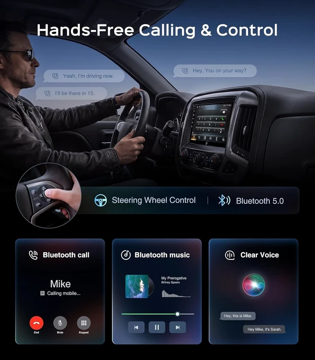 Alt view image 5 of 5 - 10.1 Inch Car Stereo for Chevy Chevrolet Silverado GMC Sierra 2014-2018 Silverado Radio CarPlay & Android Auto Head Unit, Android 15/Bluetooth 5.0/GPS Navigation/FM/HD Backup Camera(4G+128G