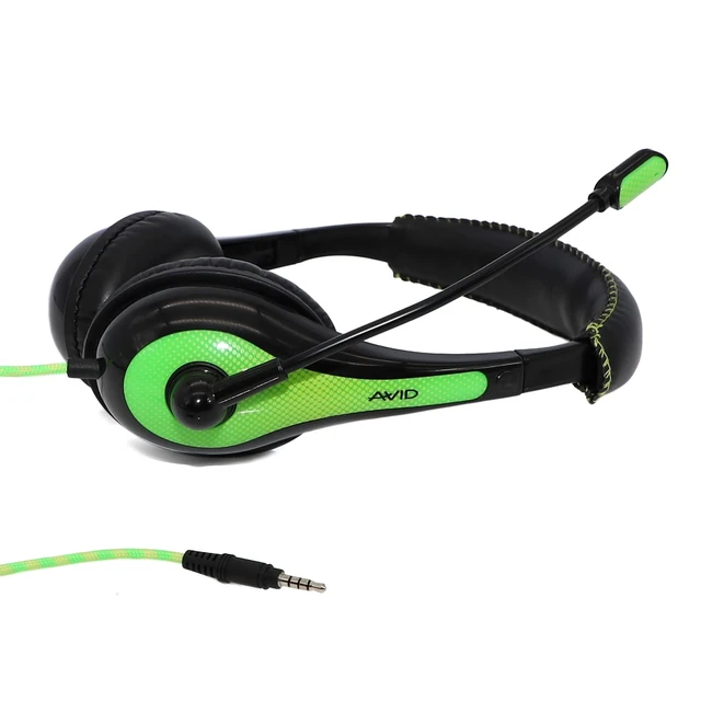 Alt view image 2 of 5 - Avid Education AE-36-GR Stereo Classroom Computer Headset with Boom Microphone, Single TRRS Plug, Green