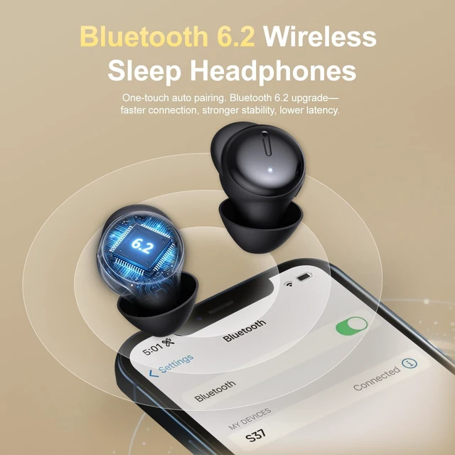 Alt view image 5 of 5 - sunvito Sleep Earbuds Bluetooth 6.2, ANC Noise Cancelling Earbuds