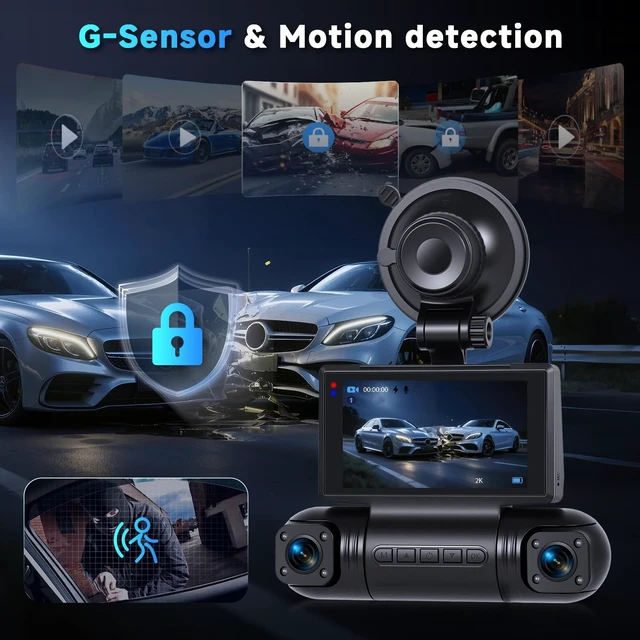 Alt view image 3 of 5 - Driauto 2K Dash Cam Front and Rear Inside Left/Right, 3604 Channel 2560*1440P Dash Camera for Cars, Night Vision Loop recording WIFI G-Sensor motion detection parking assistance 64G Card+ Backup Cam