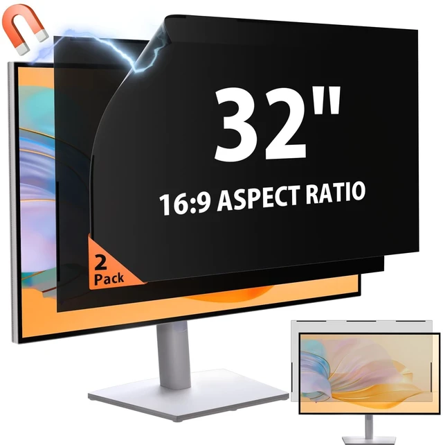 Main image of 2 Pack- 32 Inch 16:9 Magnetic Privacy Screen for Frameless Computer Monitor