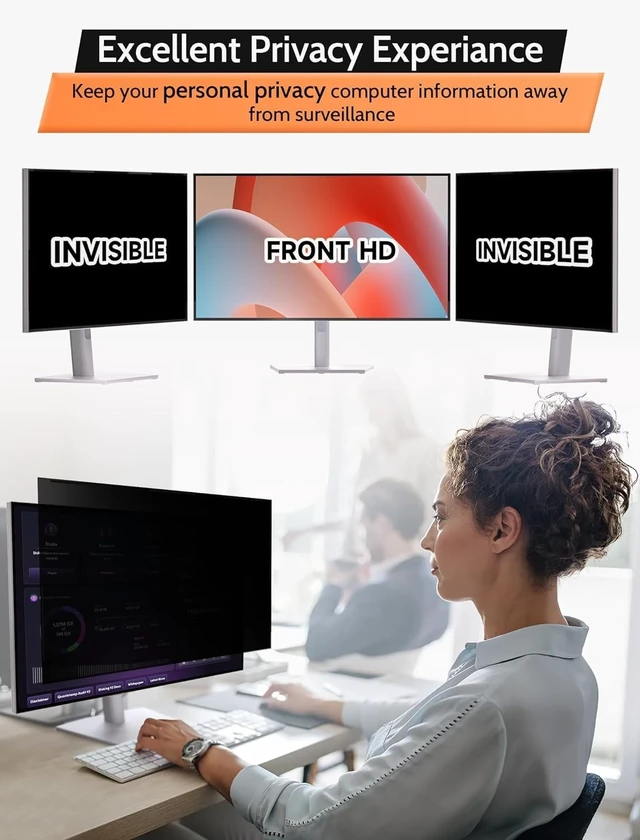 Alt view image 3 of 5 - 2 Pack- 32 Inch 16:9 Magnetic Privacy Screen for Frameless Computer Monitor