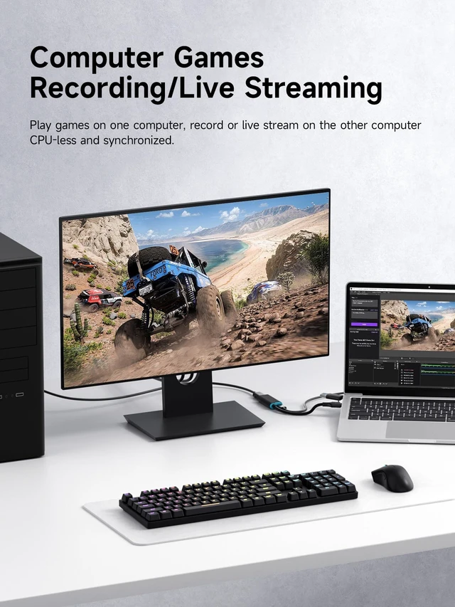 Alt view image 4 of 5 - Hagibis 4K@60Hz Video Capture Card with 100W PD, HDMI to USB A/USB C Capture Cable 1080P@240fps RGB24 NV12 YUY2 MJPEG MS2130S for Quest 3 2 Pro VR Switch2 PS4/5 Live Broadcast, Gaming, Streaming