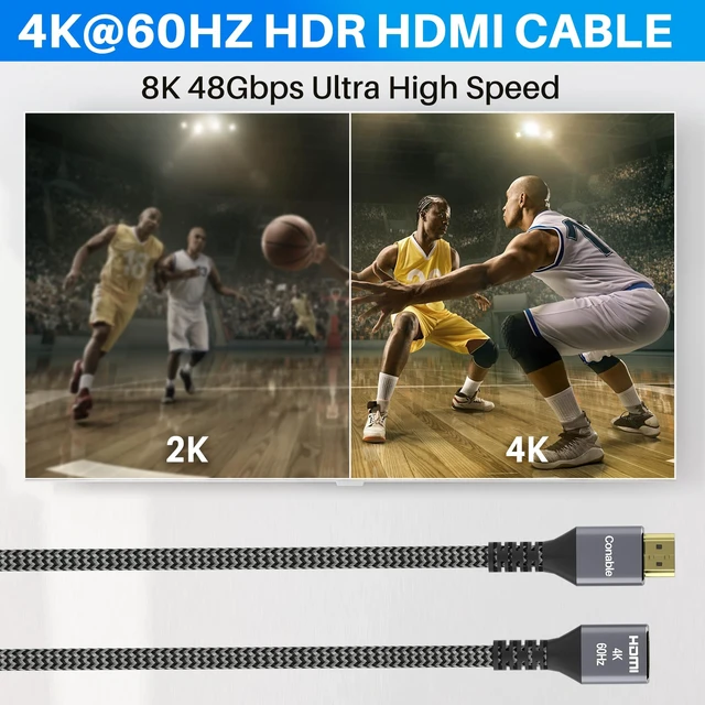 Alt view image 4 of 5 - 4K HDMI Extension Cable 25FT, HDMI 2.0 Extender Male to Female Braided Cord