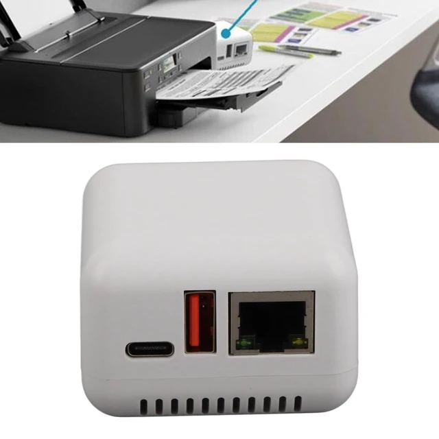 Alt view image 2 of 5 - SUNGOOYUE USB 2.0 Network Print Server, LAN Print Share Server with Wireless Printing Function and Type C Port, for 3.4 (US Plug)