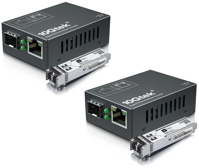 Main image of A Pair of Mini Size Gigabit Fiber to Ethernet Media Converter, Multimode Dual LC to RJ45, 10/100/1000Base-Tx to 1000Base-SX, with 850nm SFP Module, 550m Range