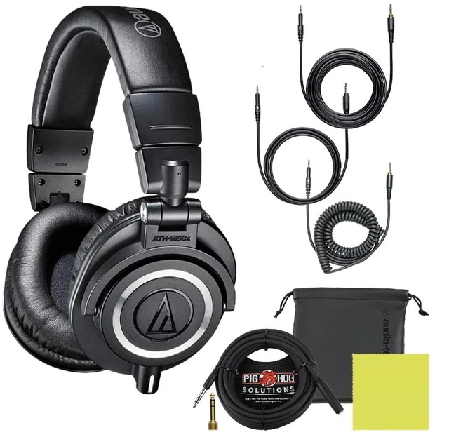 Main image of Audio-Technica ATH-M50X Bundle, Headphones, 25ft Extension Cable, Black
