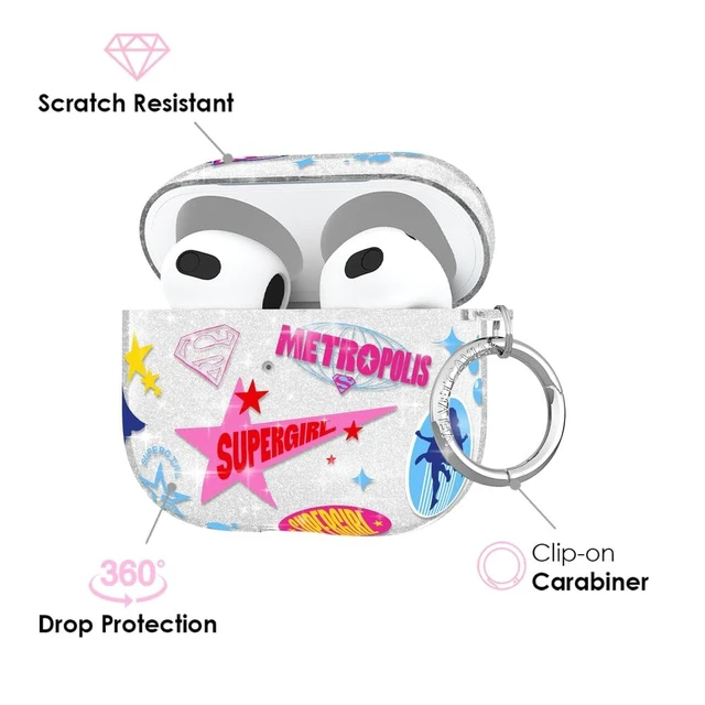 Alt view image 4 of 5 - Velvet Caviar Compatible with AirPods 3rd Generation Case with Keychain - Cute Protective Hard AirPod 3 Cases for Women - Supergirl Krypto Glitter