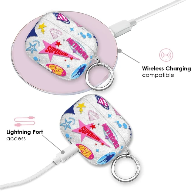 Alt view image 5 of 5 - Velvet Caviar Compatible with AirPods 3rd Generation Case with Keychain - Cute Protective Hard AirPod 3 Cases for Women - Supergirl Krypto Glitter
