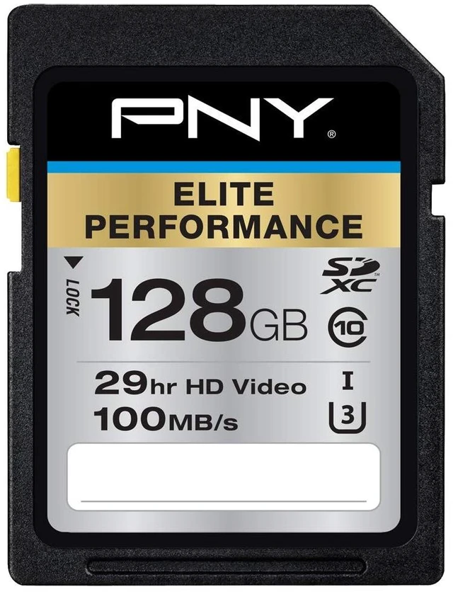 Main image of PNY 128GB Elite Performance Class 10 U3 SDXC Flash Memory Card - 95MB/s, Class 10, U3, 4K UHD, Full HD, UHS-I, Full Size SD
