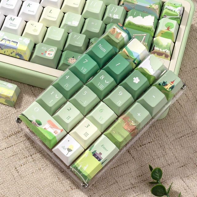 Alt view image 5 of 5 - ZERROIOY 130-Key Green Botanical Theme PBT Dye-Sublimation Custom Keycaps