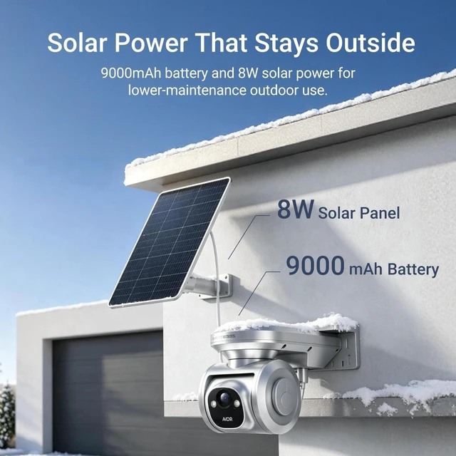 Alt view image 3 of 5 - CINMOORE 4MP 5G/2.4G Solar Security Camera Outdoor 2.5K QHD, 24/7 Recording, 8W Solar Panel Powered, Pan Tilt AI Person/Animial/Vehicle Tracking, Color Night Vision, IP65 Cold-Resistant