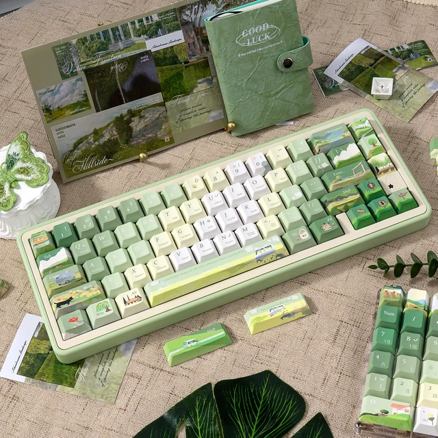 Alt view image 4 of 5 - ZERROIOY 130-Key Green Botanical Theme PBT Dye-Sublimation Custom Keycaps