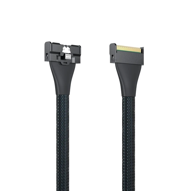 Alt view image 2 of 5 - H!Fiber.com MCIO to MCIO 8X Cable, SFF-TA-1016, Mini Cool Edge IO, 74Pin, Straight to Straight, PCIe5.0 Gen5, 85-ohm, Silver Plated AWG30, 0.75-m(2.46ft)