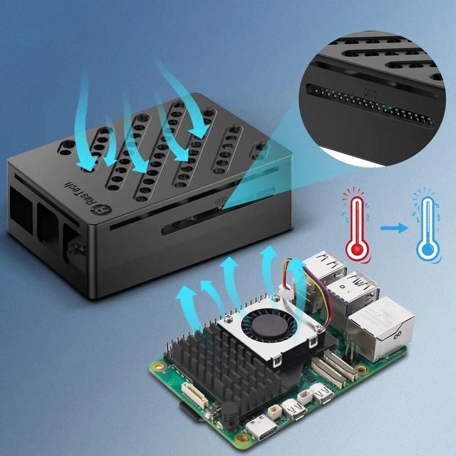 Alt view image 4 of 5 - RasTech for Raspberry Pi 5 8GB Kit with GaN 27W 5.1V5A USB-C Power Supply, Active Cooler,32GB Card Reders Kit, 4K Micro HD Out Cable, Pi 5 8GB Board Case and User Manual Included