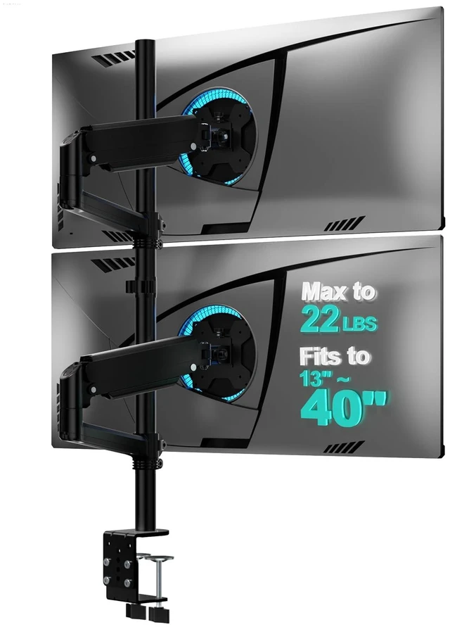 Main image of WALI Vertical Dual Monitor Mount for 13-40 inch Curved Screens, up to 22lbs