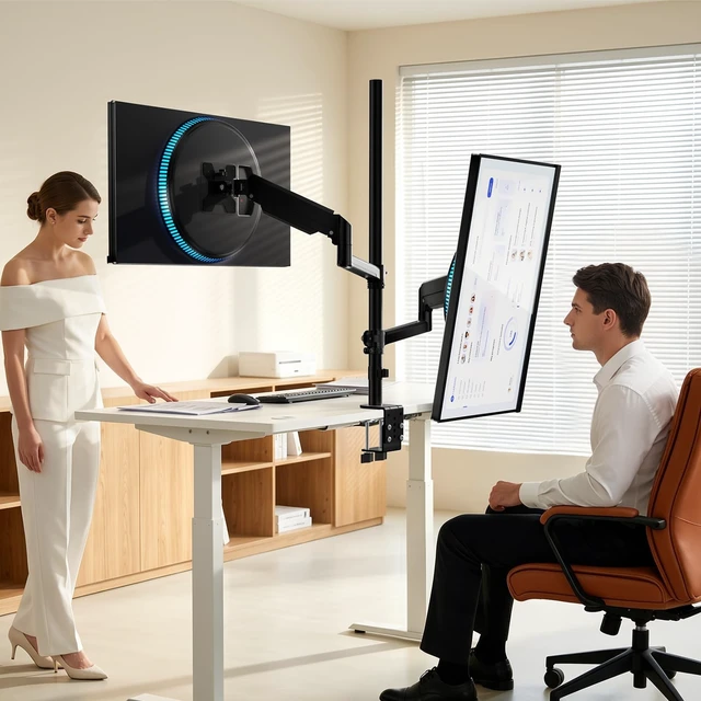 Alt view image 2 of 5 - WALI Vertical Dual Monitor Mount for 13-40 inch Curved Screens, up to 22lbs
