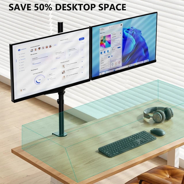 Alt view image 4 of 5 - WALI Vertical Dual Monitor Mount for 13-40 inch Curved Screens, up to 22lbs