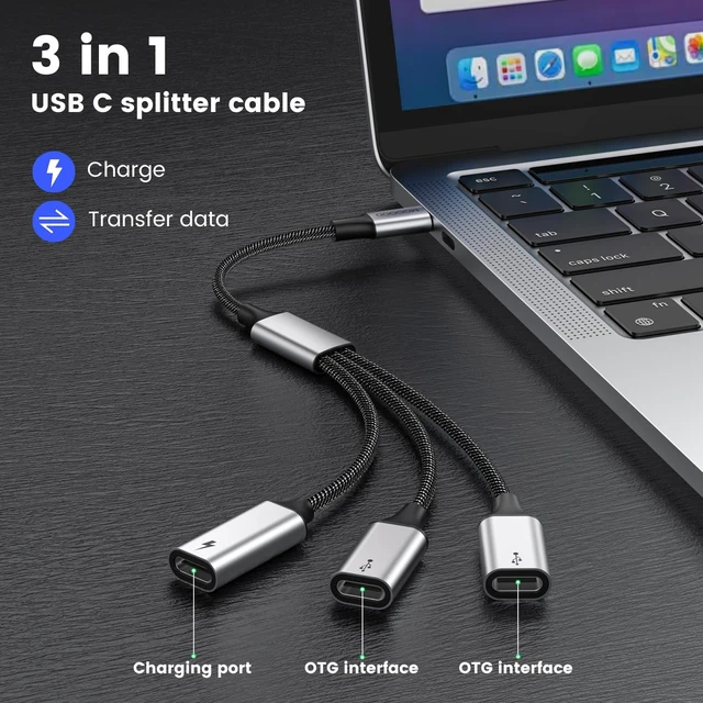 Alt view image 2 of 5 - MOGOOD USB C Splitter 1 in 2 Out with 60W Power Delivery Cable