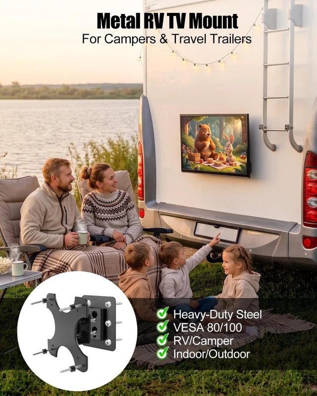 Alt view image 2 of 5 - Metal RV TV Mount, Compatible with VESA 80x80 & 100x100mm TV Bracket