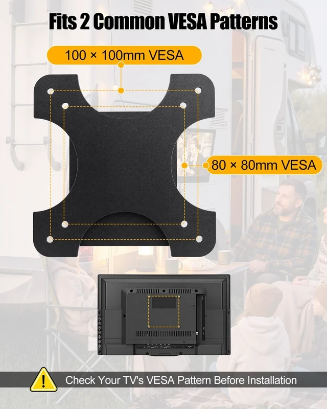 Alt view image 4 of 5 - Metal RV TV Mount, Compatible with VESA 80x80 & 100x100mm TV Bracket