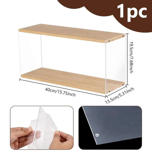 Alt view image 2 of 5 - NBEADS Wood Acrylic CD Storage Box, 15.75x5.31x7.68 Inch Transparent DVD Holder Video Game Rack Blue Ray Disc Tower, Organizer for Video Game Media/Movie Cases/VHS Box