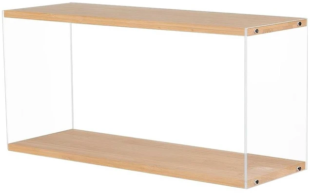 Main image of NBEADS Wood Acrylic CD Storage Box, 15.75x5.31x7.68 Inch Transparent DVD Holder Video Game Rack Blue Ray Disc Tower, Organizer for Video Game Media/Movie Cases/VHS Box