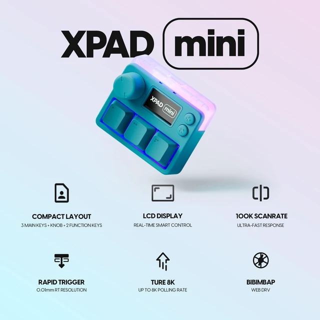 Alt view image 2 of 5 - Pulsar Gaming Gears Pulsar Lab XPAD Mini 3-Key OSU Gaming Keypad, Turquoise