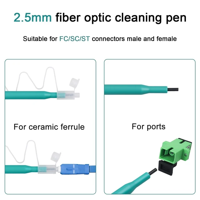 Alt view image 2 of 3 - Cookinkitch 30-Pack 2.5mm Fiber Optic Cleaning Pens for SC/FC/ST Connectors