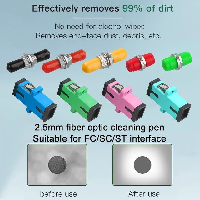 Alt view image 3 of 3 - Cookinkitch 30-Pack 2.5mm Fiber Optic Cleaning Pens for SC/FC/ST Connectors