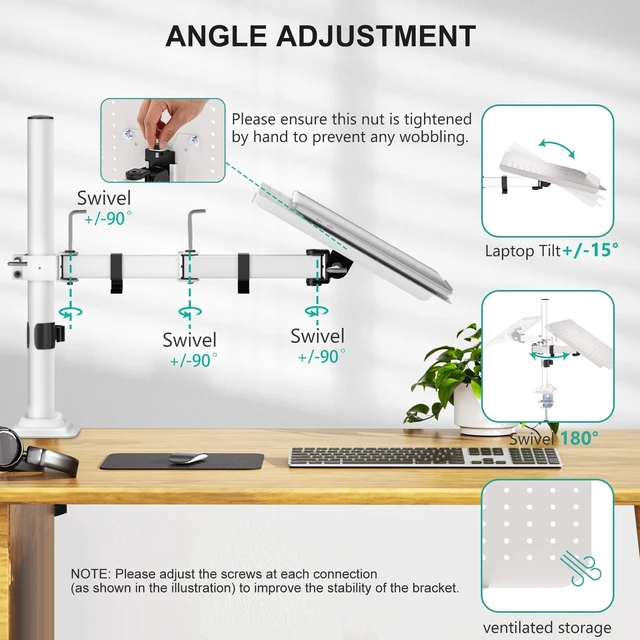 Alt view image 3 of 5 - WALI Adjustable Laptop Desk Mount for 17 inch Notebook or 32 inch Screen