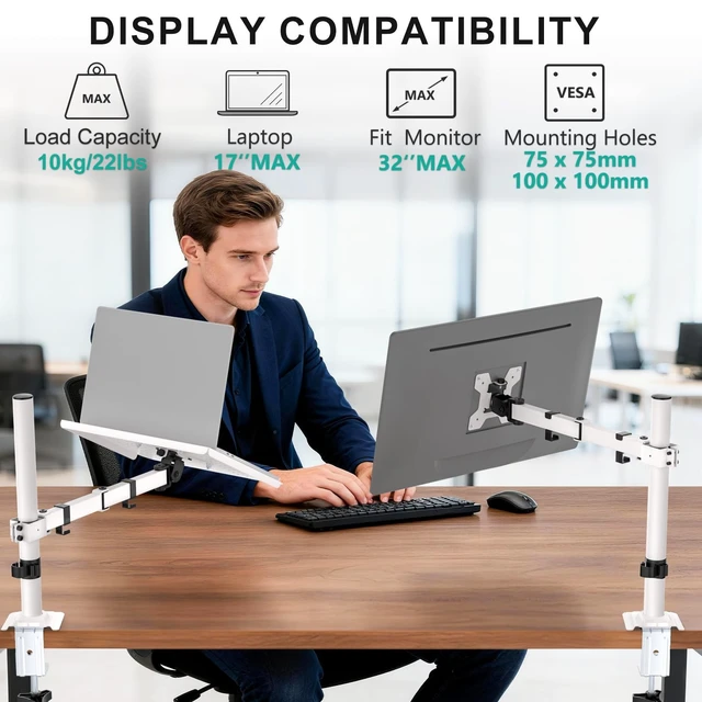 Alt view image 2 of 5 - WALI Adjustable Laptop Desk Mount for 17 inch Notebook or 32 inch Screen