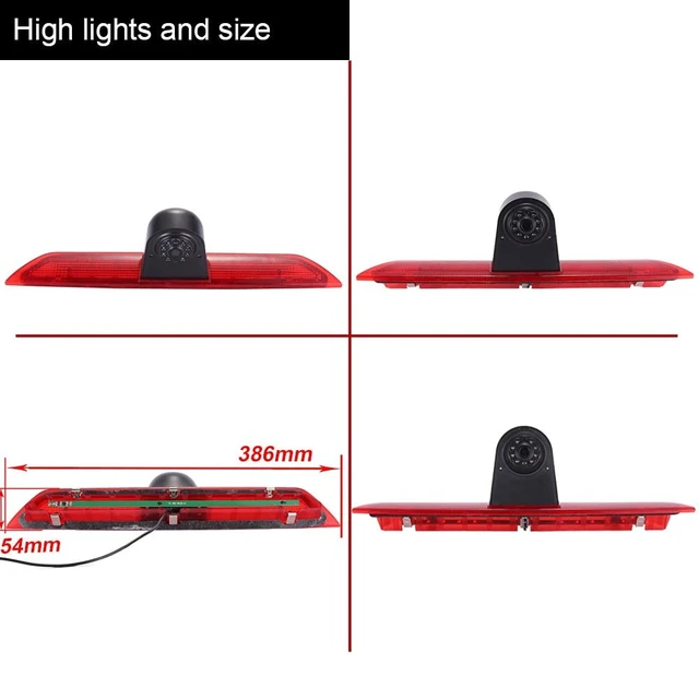 Alt view image 3 of 5 - Car Third Roof Top Mount Brake Light 3 Rear View Camera, HD Night Vision Waterproof for Ford Transit tourneo Custom Jumbo Kasten V363 F150 F250 F350 V636 MK8 2012-2020 (with 4.3-inch Monitor)