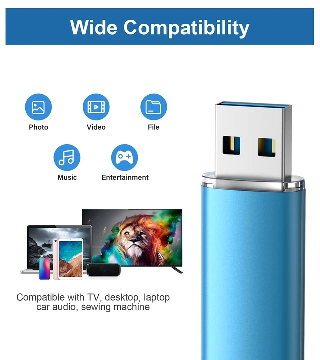 Alt view image 3 of 5 - TOPESEL 2 Pack 64GB USB 3.0 Flash Drive High Speed Thumb Drive Memory Stick Jump Zip Drive for PC laptops, Tablets, TVs, Car Audio, Blue(64GB 2Pack)