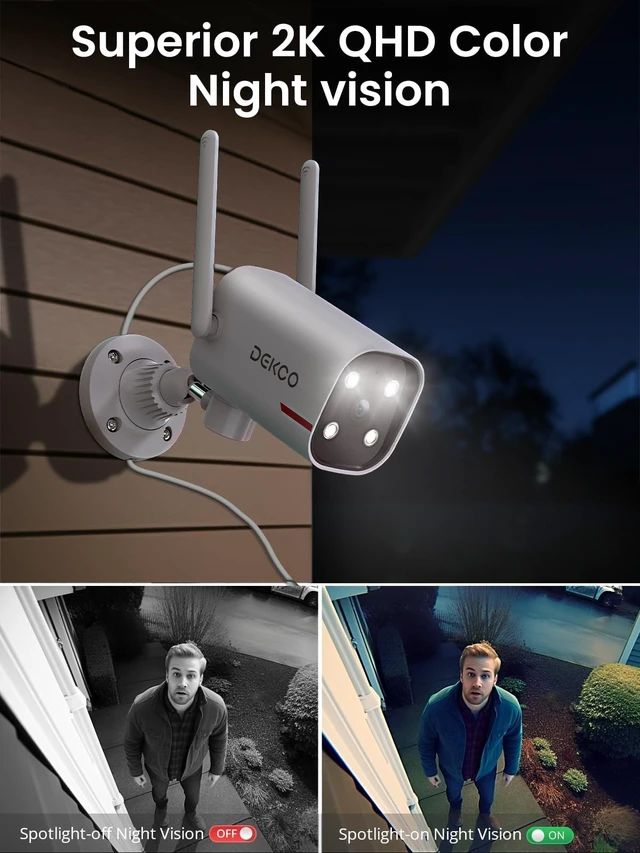 Alt view image 5 of 5 - DEKCO 2K Outdoor Security Cameras, Wired WiFi