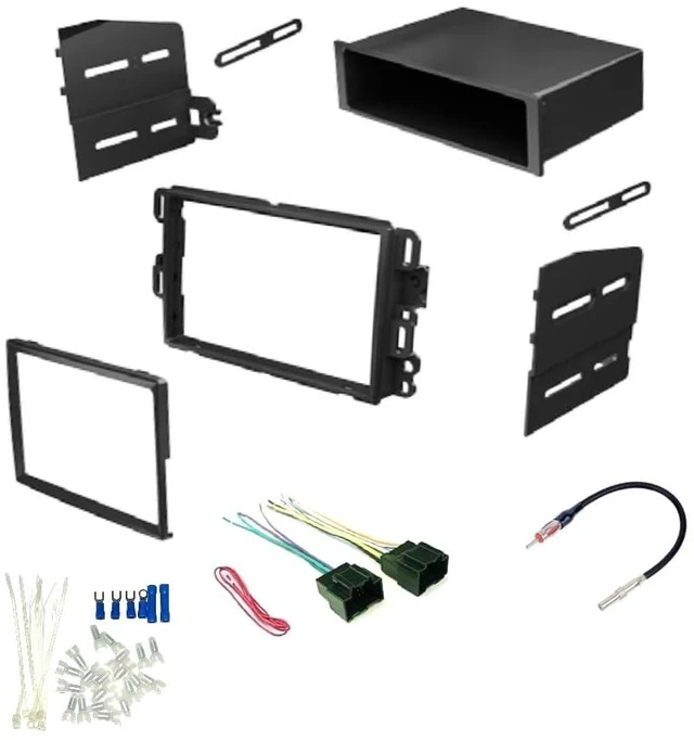 Main image of Single Din Car Stereo Kit, Wire Harness, AM/FM Radio Antenna Adapter and Install Parts -Made for some GM Chevrolet GMC -2008-2012 Express, 2008-2011 Silverado, 2007-2011 Tahoe, 2008-2011 Sierra + More