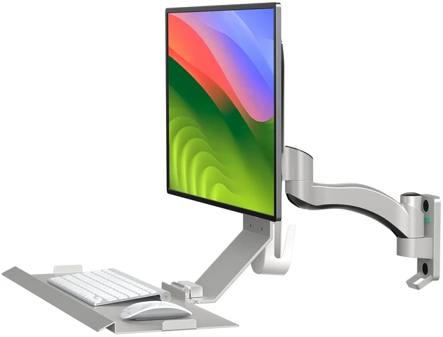 Main image of BEWISER Monitor Wall Mount with Foldable Keyboard Tray & Mouse Storage