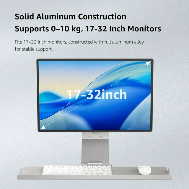 Alt view image 3 of 5 - BEWISER Monitor Wall Mount with Foldable Keyboard Tray & Mouse Storage